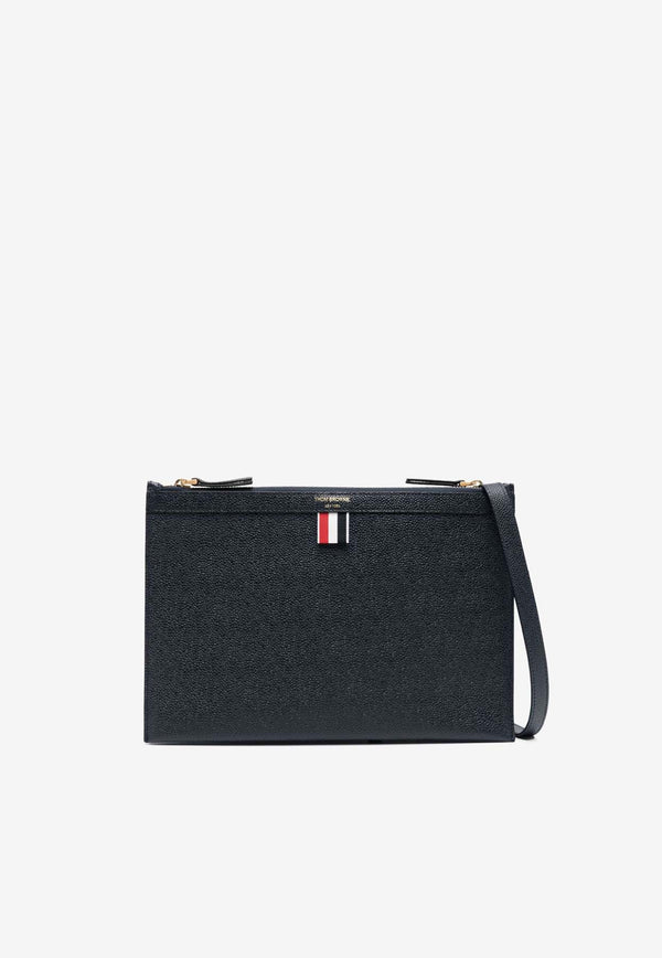 Thom Browne Logo Print Pebbled Leather Crossbody Bag Blue FAP311L00198_415