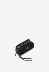 Prada Triangle Logo Zipped Pouch Bag Black 2NE063789_F0002