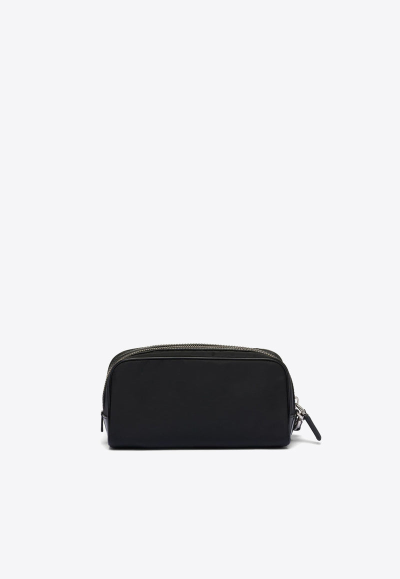 Prada Triangle Logo Zipped Pouch Bag Black 2NE063789_F0002