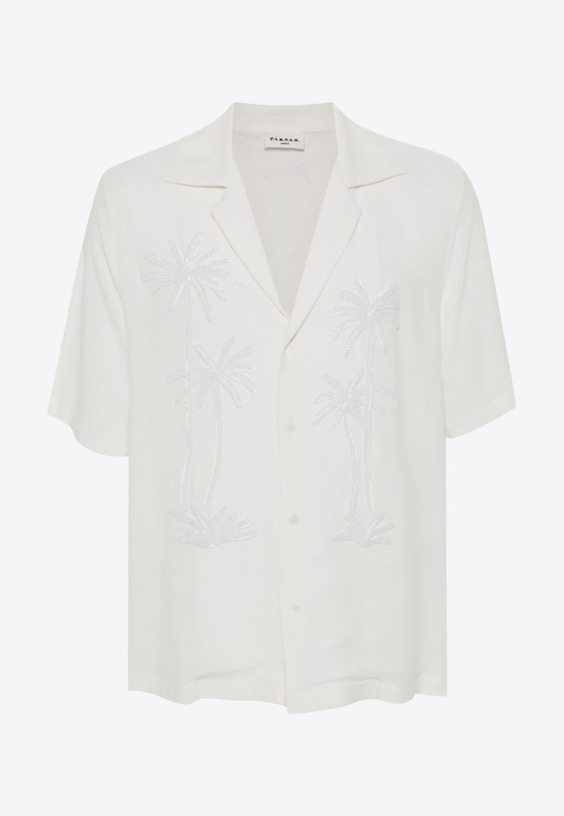 P.A.R.O.S.H Palm-Tree Embellished Shirt White D380612RALM_001