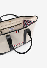 Thom Browne Medium RWB Stripe Canvas Tote Bag Black MAG389AF0492_001