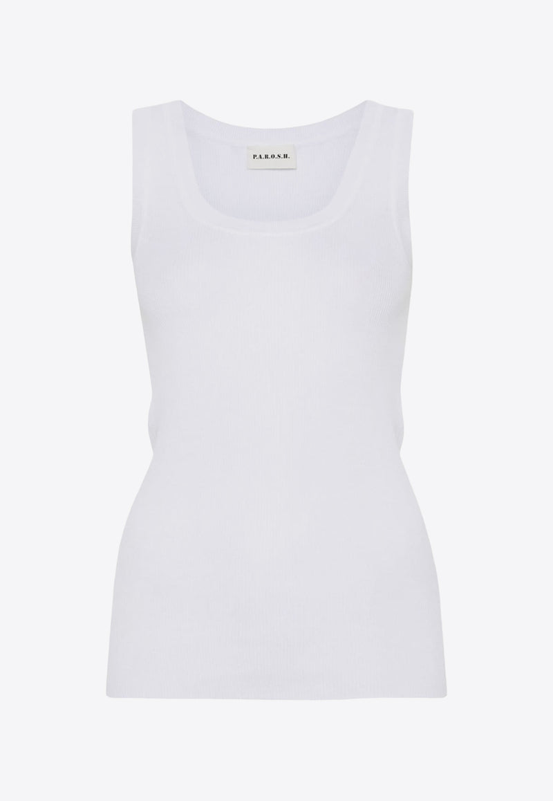 P.A.R.O.S.H Fine Ribbed Tank Top Off-white D540712CIPRIA24_002