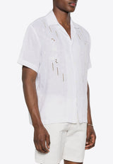 P.A.R.O.S.H Embroidered Linen Shirt White D380615BEACH24_002