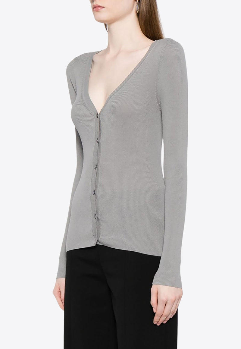 P.A.R.O.S.H Ribbed Knit V-neck Cardigan Gray D520738CIPRIA24_018