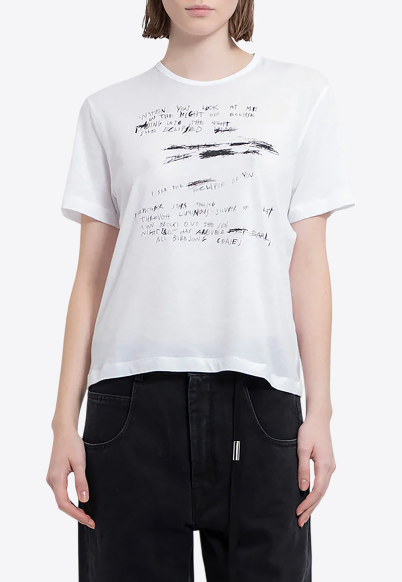 Ann Demeulemeester Handwriting Graphic-Print T-shirt White B0011991FA206_001