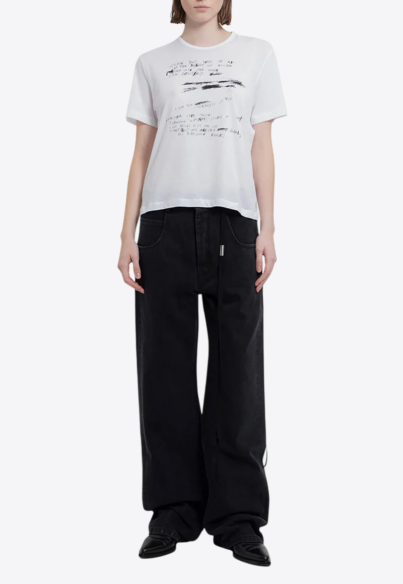 Ann Demeulemeester Handwriting Graphic-Print T-shirt White B0011991FA206_001