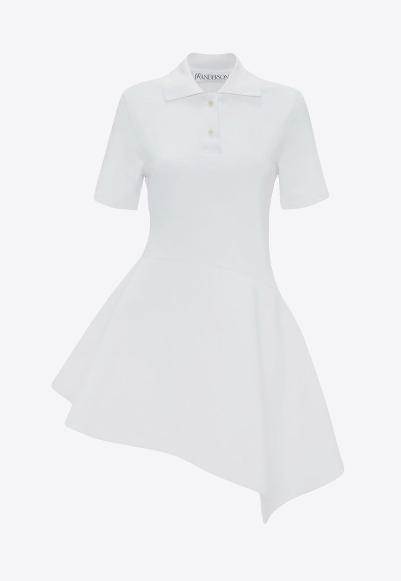 JW Anderson Asymmetric Mini Polo Dress White JD0037PG1479_001