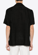 P.A.R.O.S.H Embroidered Linen Shirt Black D380615BEACH24_013