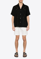 P.A.R.O.S.H Embroidered Linen Shirt Black D380615BEACH24_013