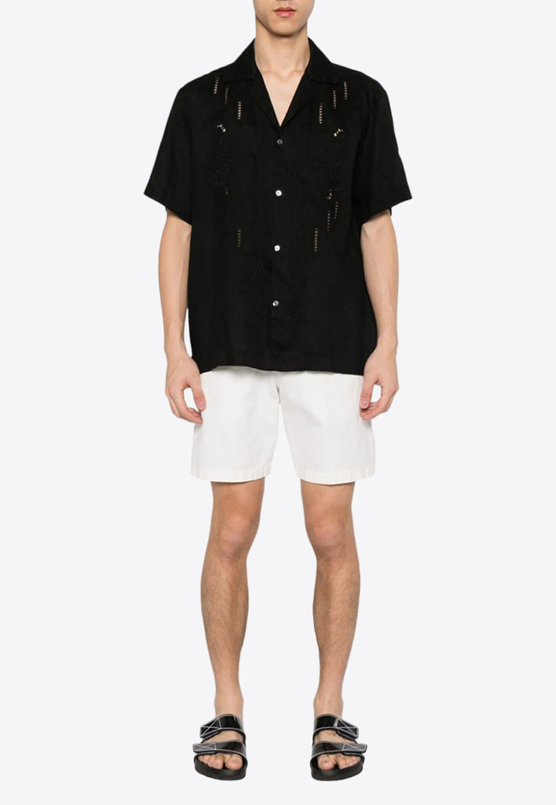 P.A.R.O.S.H Embroidered Linen Shirt Black D380615BEACH24_013