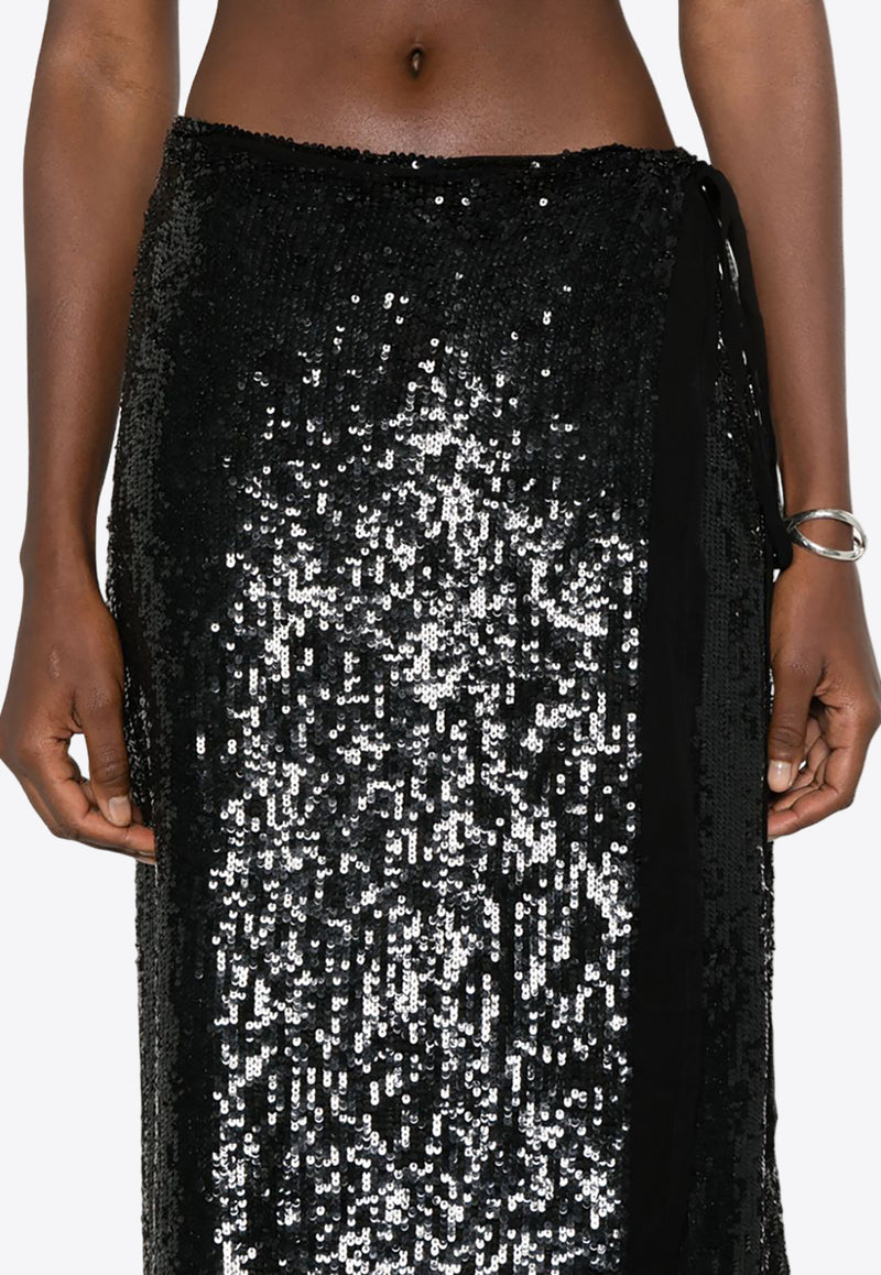 P.A.R.O.S.H Gabriel Sequined Midi Wrap Skirt Black D620684GABRIEL_013