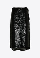 P.A.R.O.S.H Gabriel Sequined Midi Wrap Skirt Black D620684GABRIEL_013