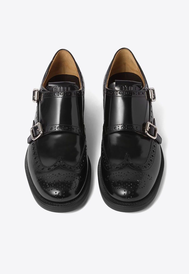 Miu Miu X Church
s Leather Monk Strap Shoes Black 5E039EFM030055_F0002