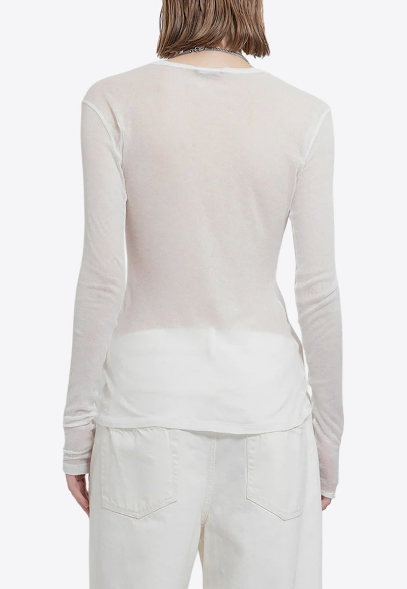 Ann Demeulemeester Fiene Essential Long-Sleeved T-shirt White B0011488FA434_002