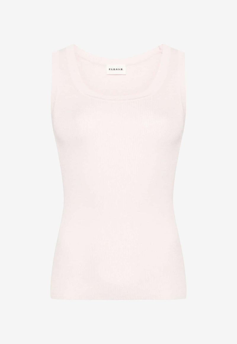 P.A.R.O.S.H Ribbed Knit Tank Top  Pink D540712CIPRIA24_085