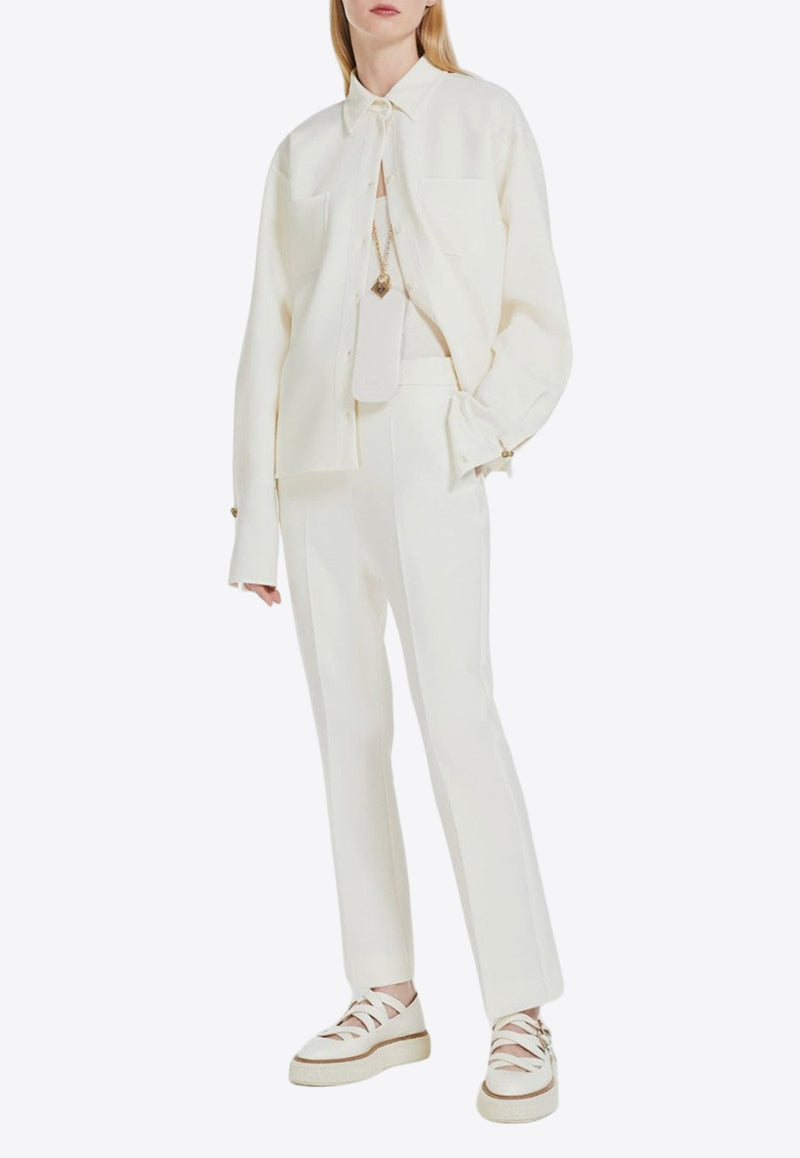 Max Mara Nepeta Wool Crepe Tailored Pants White 2411131081600NEPETA_008