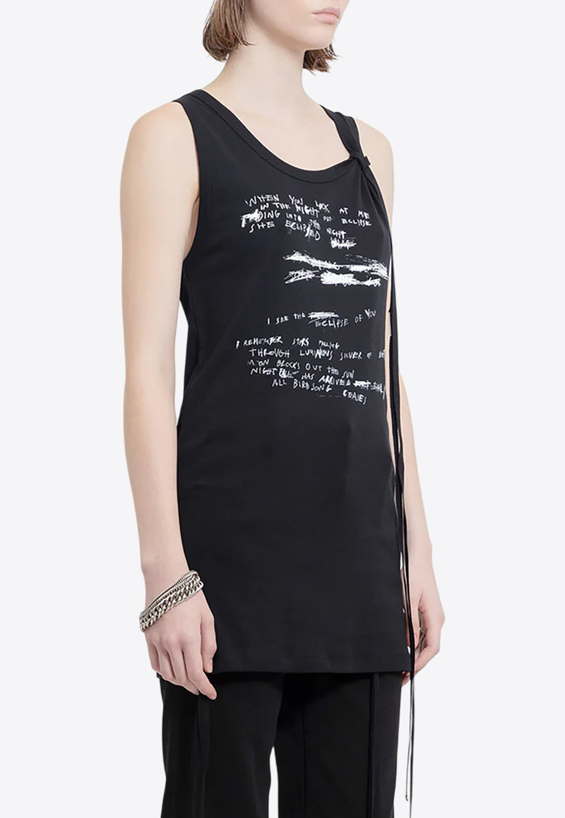 Ann Demeulemeester Seva Handwriting Print Tank Top Black B0011983FA045_099