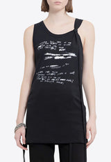 Ann Demeulemeester Seva Handwriting Print Tank Top Black B0011983FA045_099