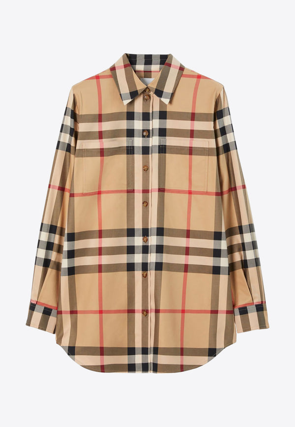 Burberry Vintage Check Button-Up Shirt 8071338_A7028 Beige