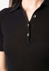 P.A.R.O.S.H Ribbed Knit Polo T-shirt Black D540613CIPRIA24_013