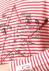 Golden Goose DB Star Print Long-Sleeved Stripe T-shirt Red GWP00856P000645_81265