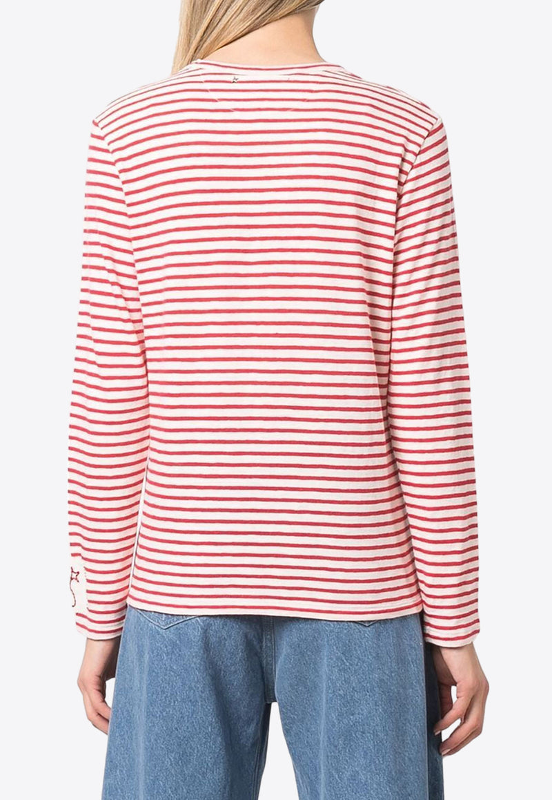 Golden Goose DB Star Print Long-Sleeved Stripe T-shirt Red GWP00856P000645_81265