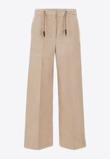 S Max Mara Ottavo Drawstring Twill Pants Beige 2419131011600OTTAVO_013