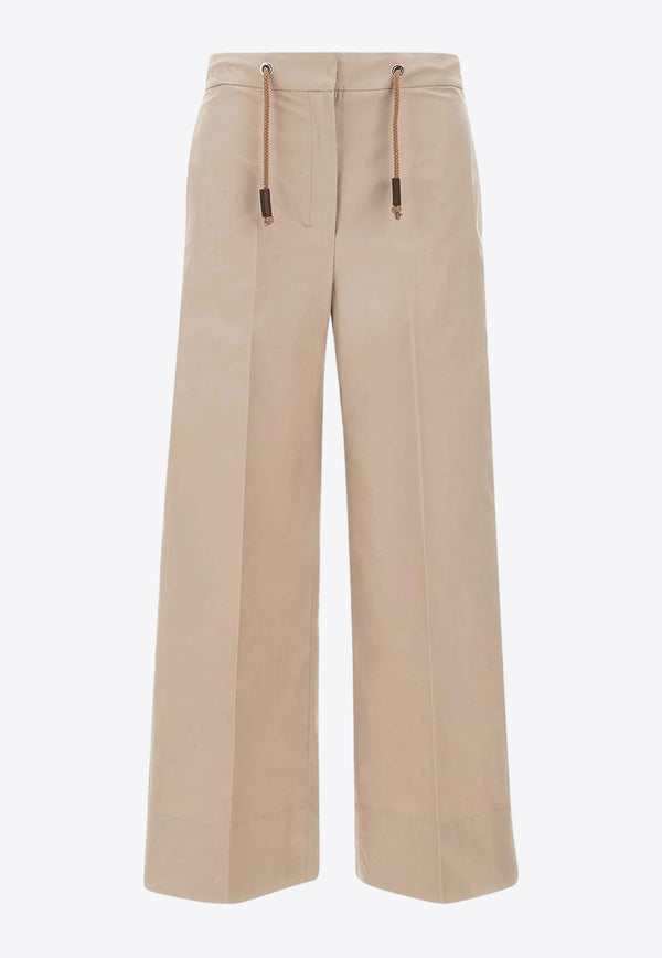 S Max Mara Ottavo Drawstring Twill Pants Beige 2419131011600OTTAVO_013