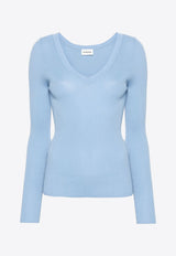 P.A.R.O.S.H Cipria V-neck Fine Knit Sweater Blue D511611CIPRIA24_078