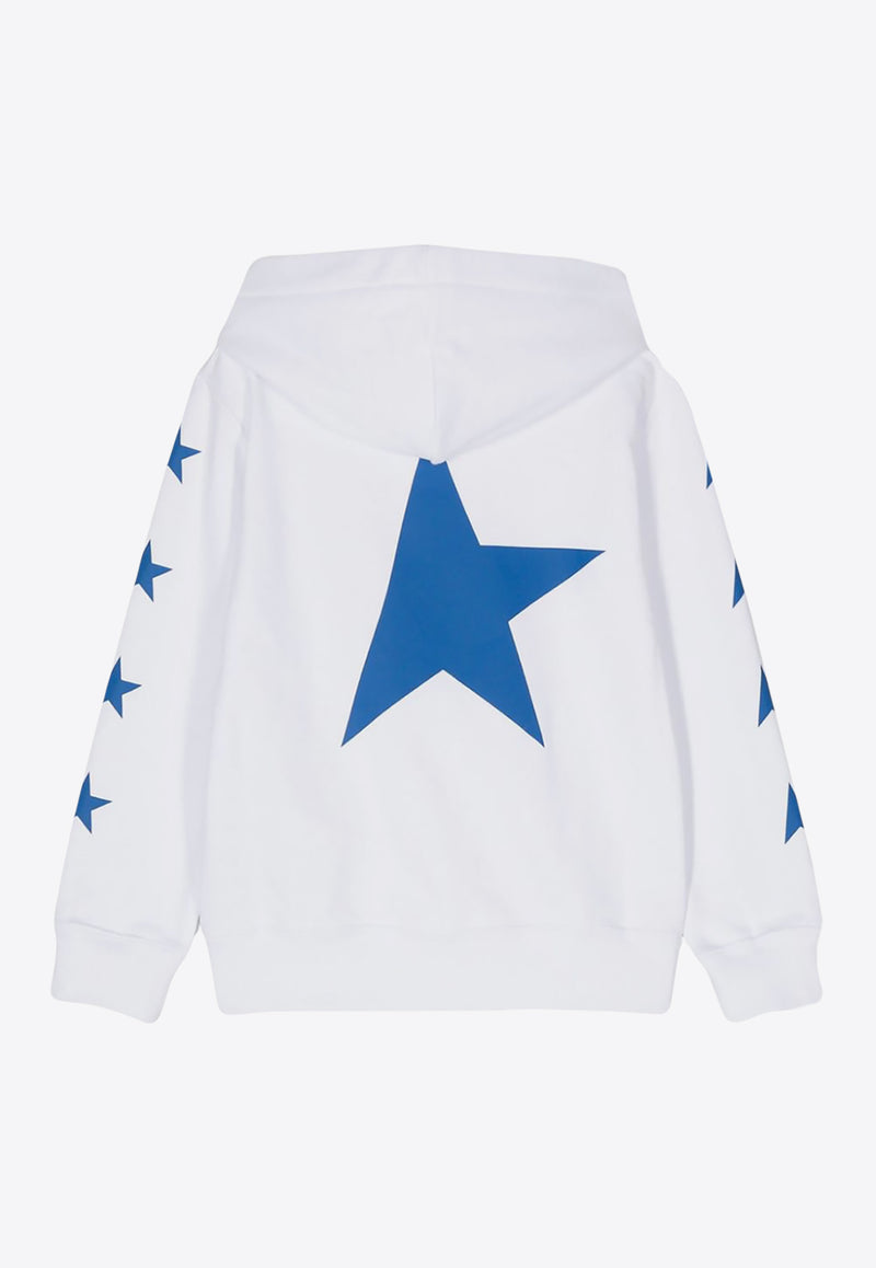 Golden Goose DB Kids Boys Star Print Hoodie White GKP01270P000904_11796