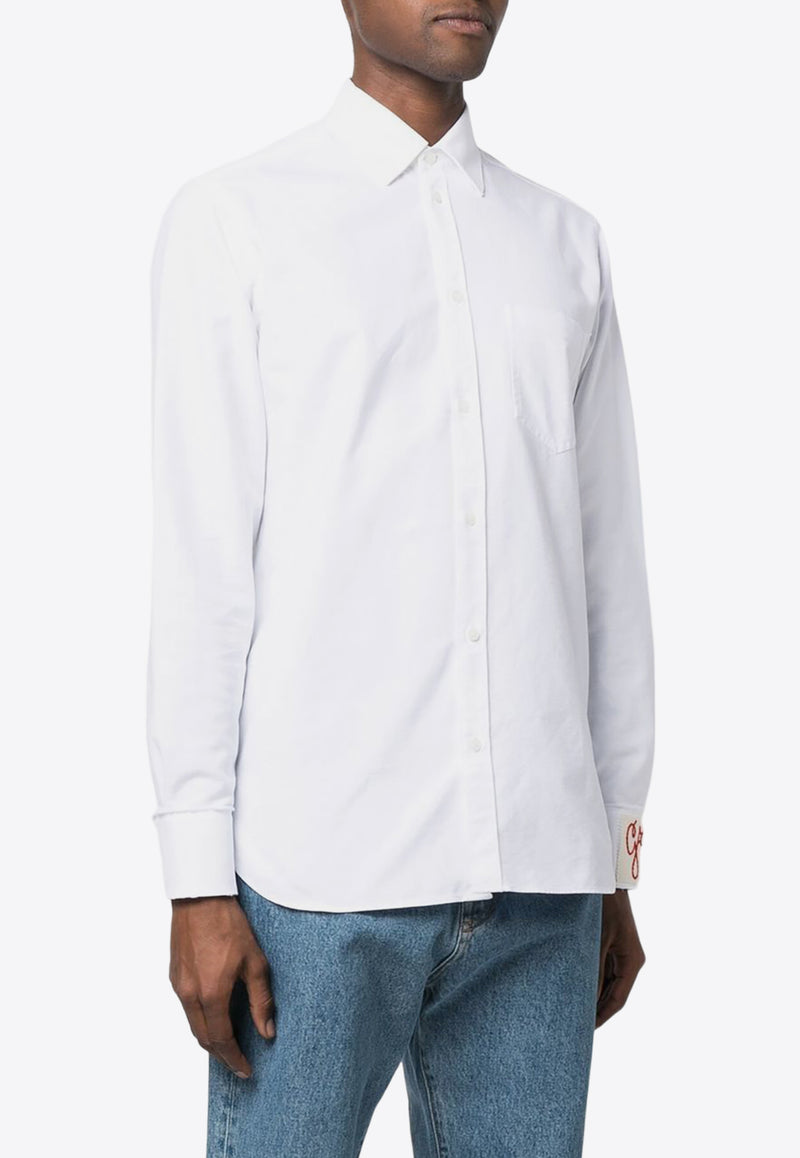 Golden Goose DB Embroidered Logo Long-sleeved Shirt White GMP00246P000681_10189