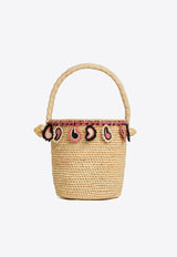 Alanui Paisley Appliqué Raffia Bucket Bag Natural LWMY002R24MAT002_6184