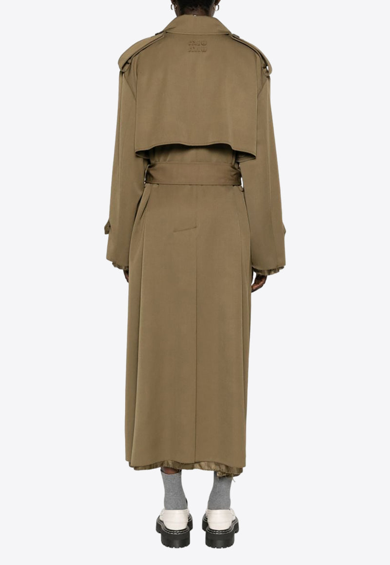 Miu Miu Raw-Cut Long Trench Coat Green MS1994SOOO108N_F0594