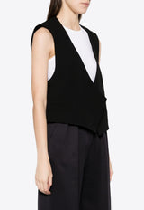 AMI PARIS Open Front Wool Waistcoat Black FBV757WV0039_001