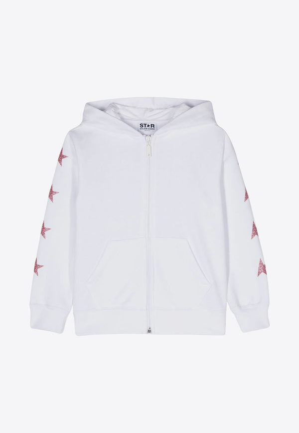 Golden Goose DB Kids Girls Star Print Zip-Up Hoodie White GKP01770P000906_11793