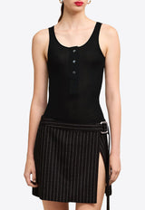 AMI PARIS Ribbed Knit Tank Top Black FTK034JE0055_001