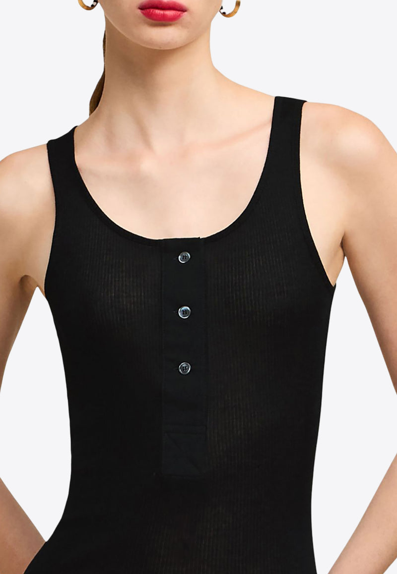 AMI PARIS Ribbed Knit Tank Top Black FTK034JE0055_001