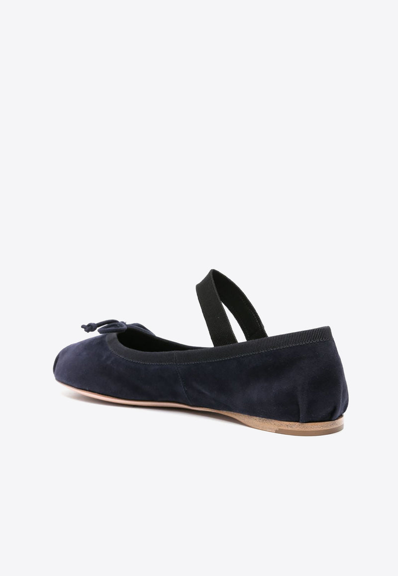 Miu Miu Suede Logo Ballet Flats Blue 5F794DFDX05008_F0008