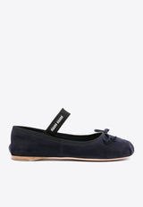 Miu Miu Suede Logo Ballet Flats Blue 5F794DFDX05008_F0008