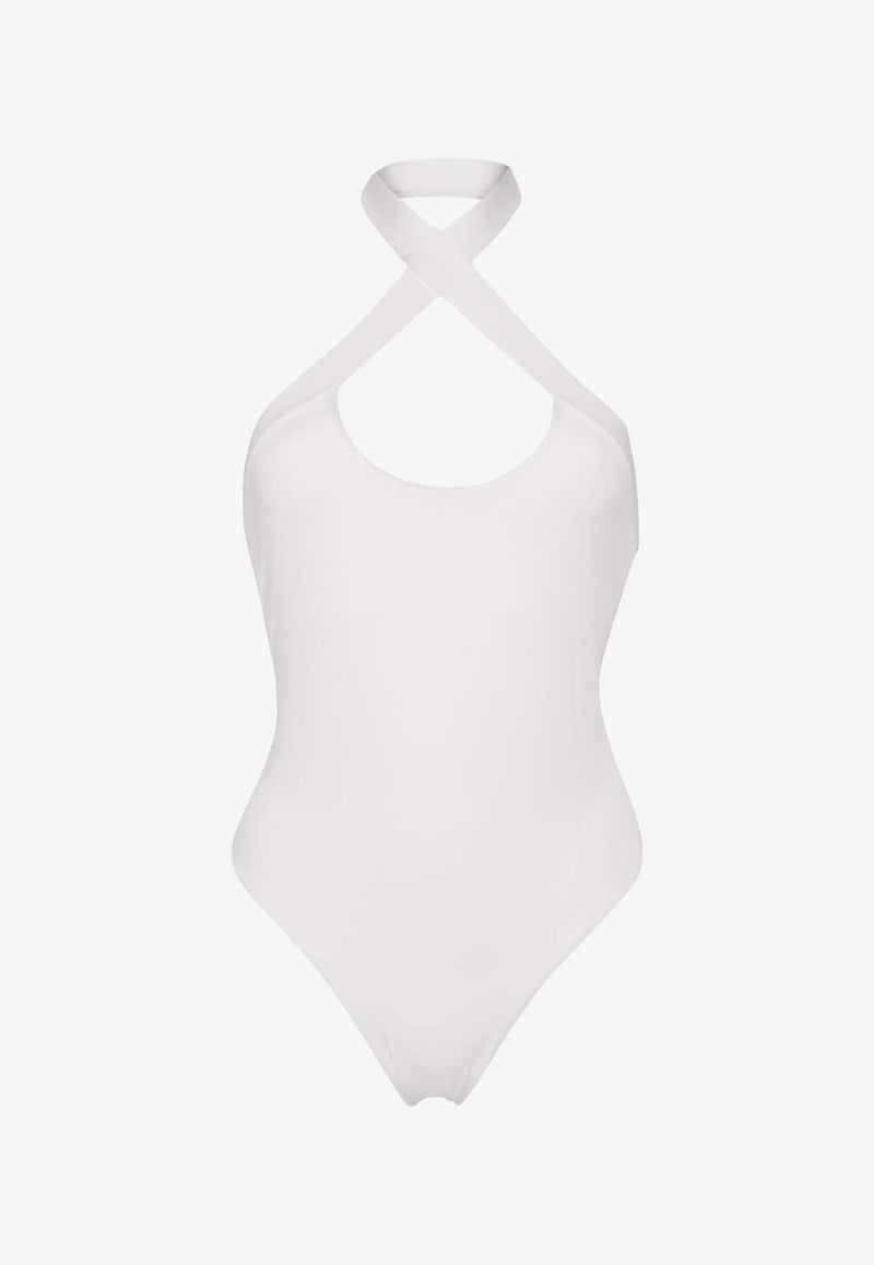 Off-White Halterneck One-Piece Swimsuit OWFC020S24FAB001_0101 White