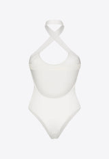 Off-White Halterneck One-Piece Swimsuit OWFC020S24FAB001_0101 White