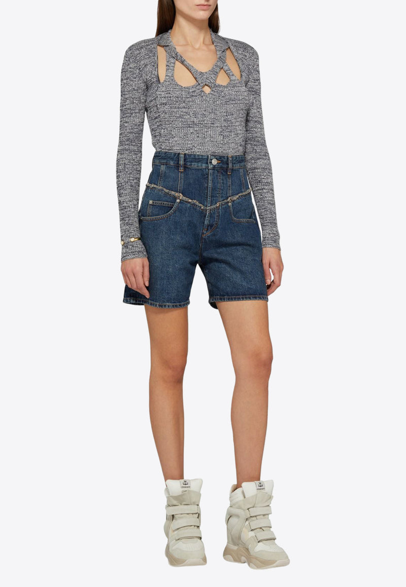 Isabel Marant Oreta Denim Shorts Denim SH0102FAB1H09I_30BU