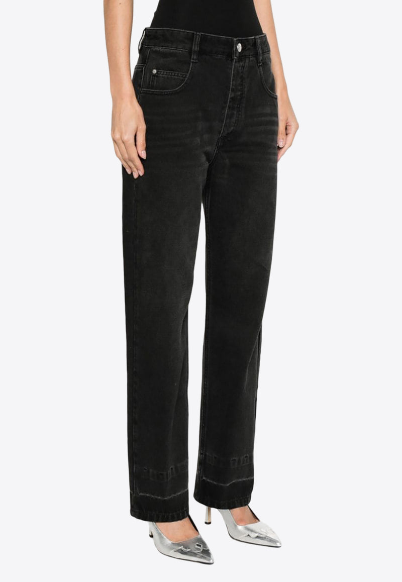 Isabel Marant Irina Straight-Leg Faded Jeans Black PA0340FAB2H01I_02FK