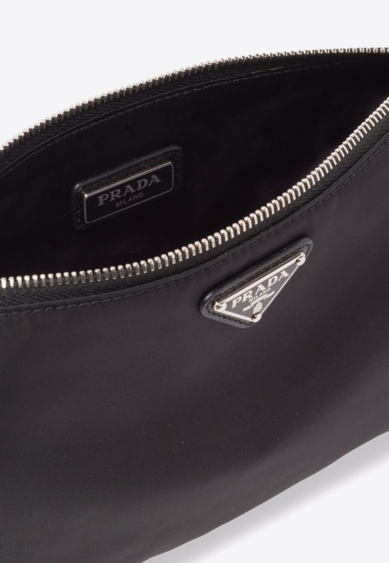 Prada Triangle Logo Leather Zip Pouch Black 2NH0042DMH_F0002