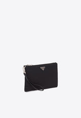 Prada Triangle Logo Leather Zip Pouch Black 2NH0042DMH_F0002