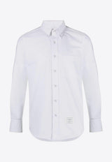 Thom Browne Name Tag Patch Long-Sleeved Shirt White MWL403OF0313_100