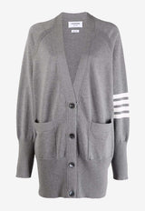 Thom Browne 4-bar Stripes Knitted Cardigan Gray FKC424AY3007_055