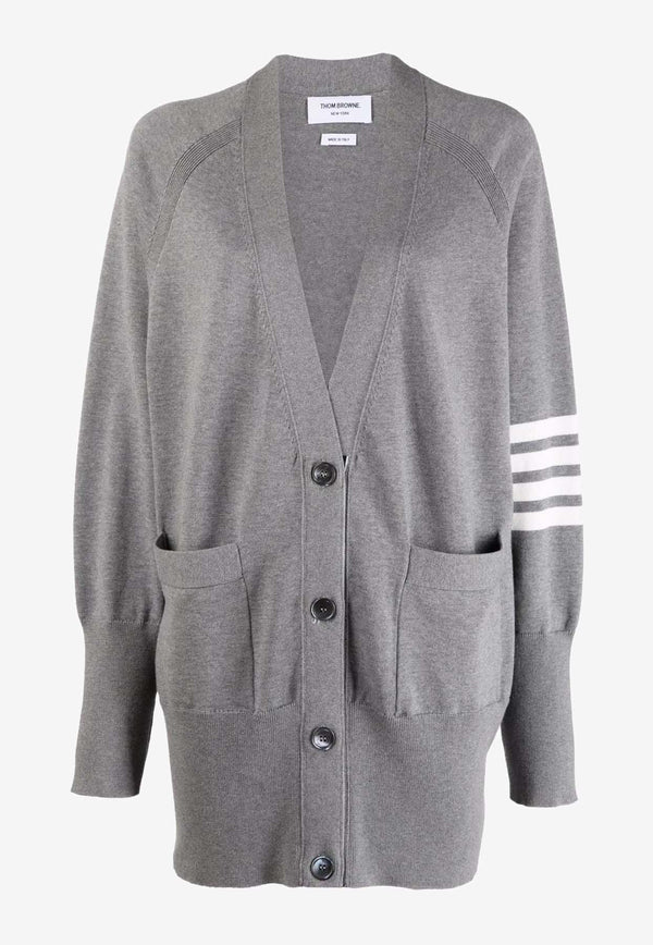 Thom Browne 4-bar Stripes Knitted Cardigan Gray FKC424AY3007_055