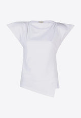 Isabel Marant Sebani Asymmetric Padded T-shirt White TS0097FAA1N41I_20WH