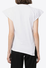 Isabel Marant Sebani Asymmetric Padded T-shirt White TS0097FAA1N41I_20WH